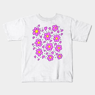 Hearts and Daisies Pink Kids T-Shirt